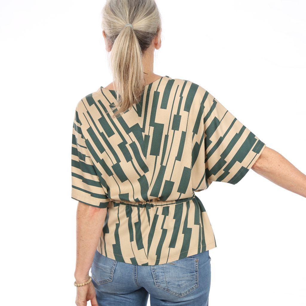 Preview: Papierschnittmuster Bluse mit Gürtelband Frau Yuuka XS-XXL